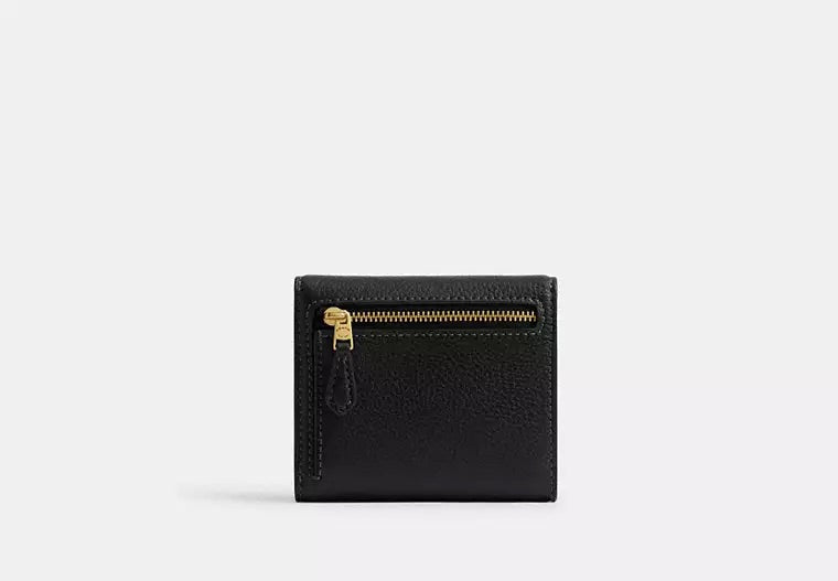 COACH Mila Trifold Pebbled Wallet - Black