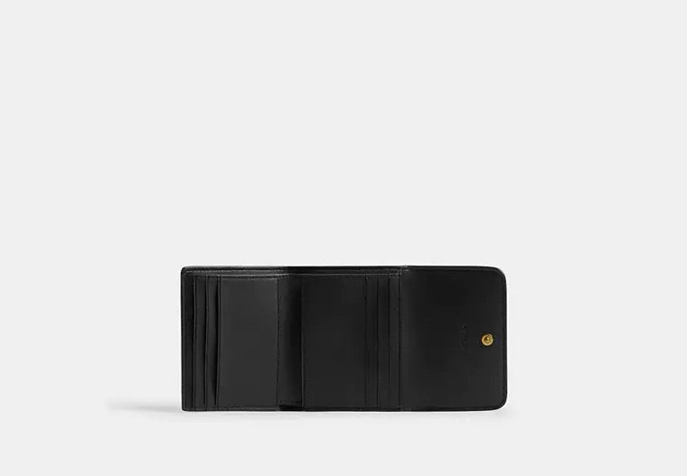 COACH Mila Trifold Pebbled Wallet - Black