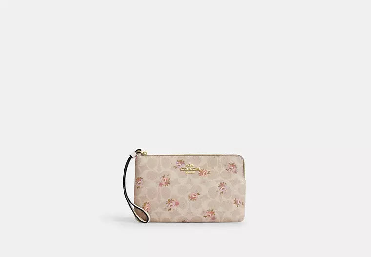 COACH Large Corner Zip Wristlet In Signature Canvas Floral