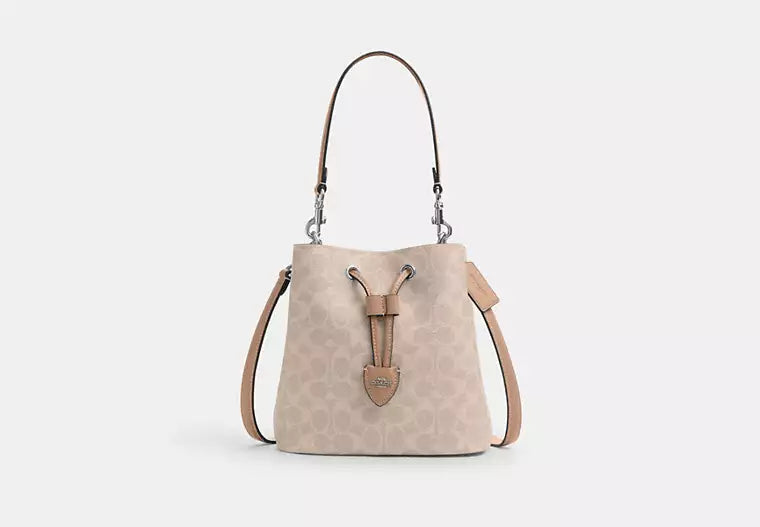 COACH Rowan Bucket Bag In Signature Canvas Sand Taupe