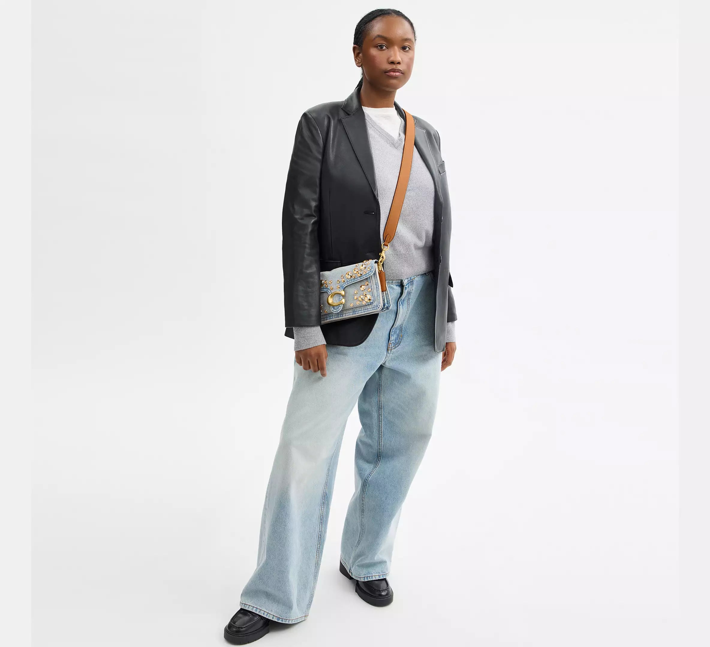 COACH Tabby Denim Shoulder Bag 26 With Crystal