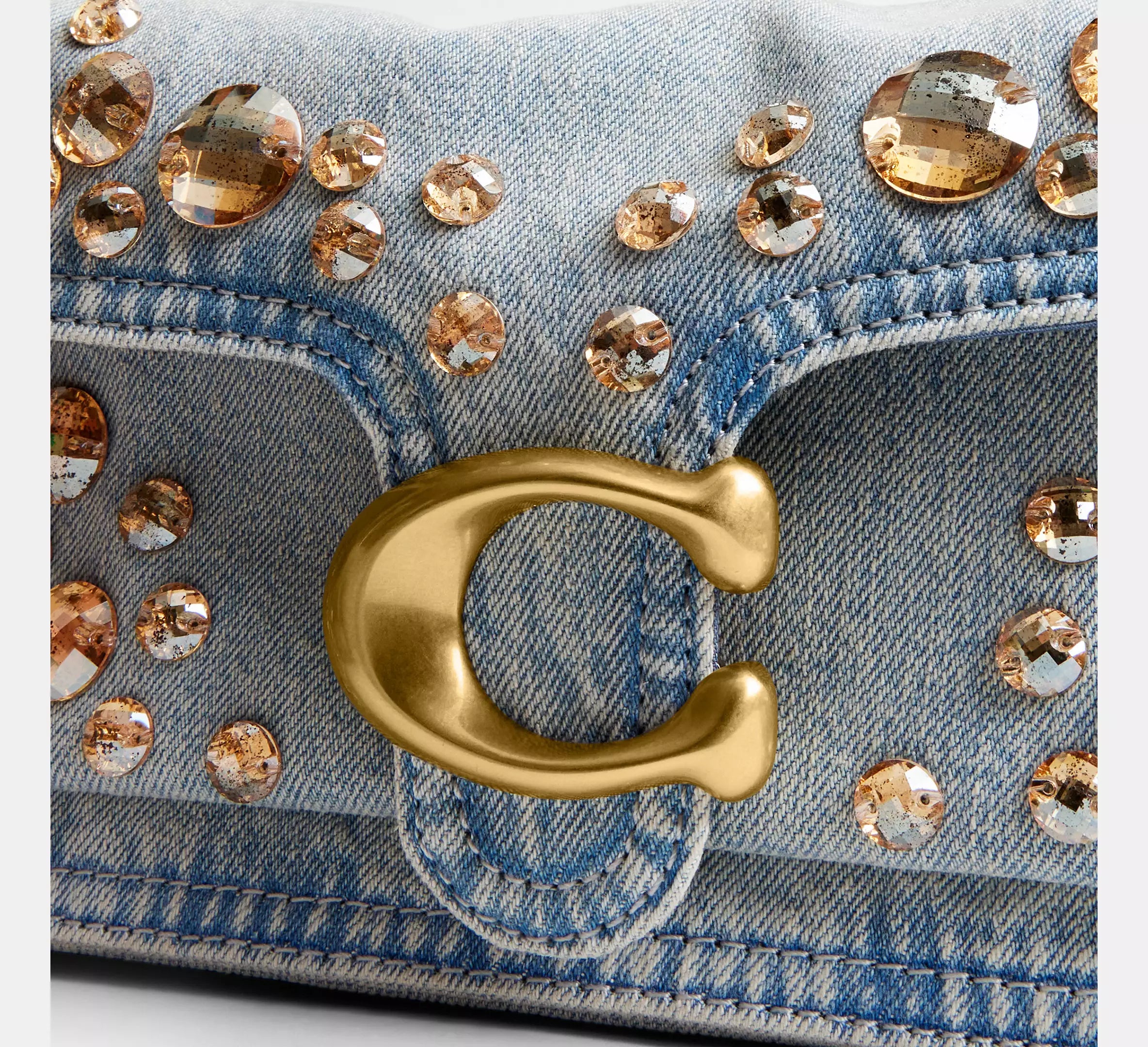 COACH Tabby Denim Shoulder Bag 26 With Crystal
