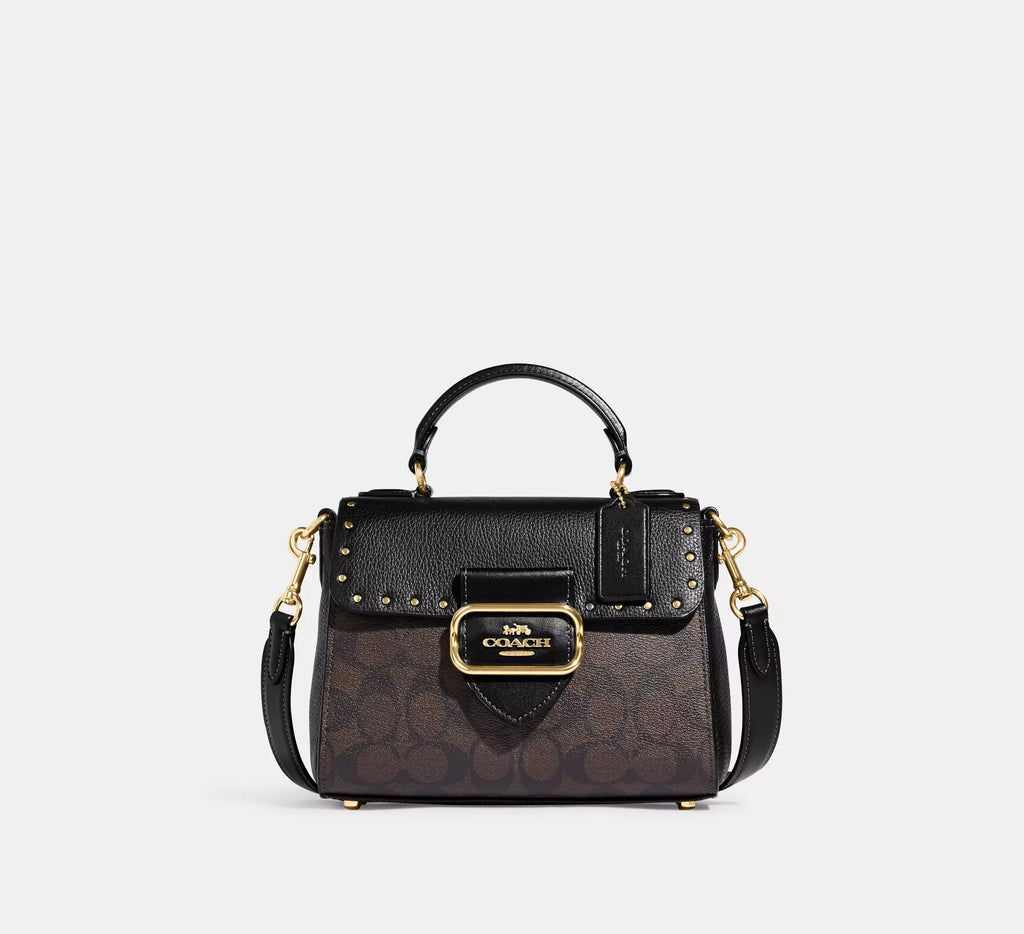 COACH Morgan Top Handle Satchel In Colorblock Signature Canvas With Rivets
