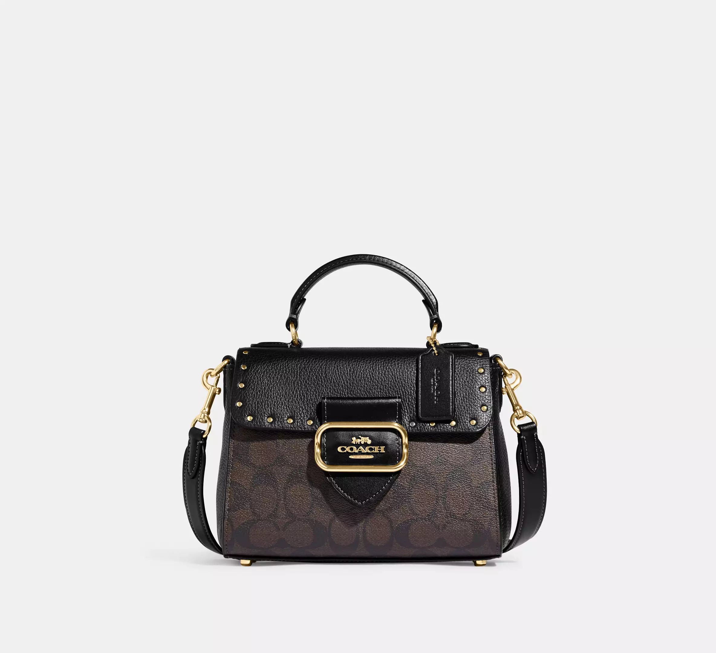 COACH Morgan Top Handle Satchel In Colorblock Signature Canvas With Rivets