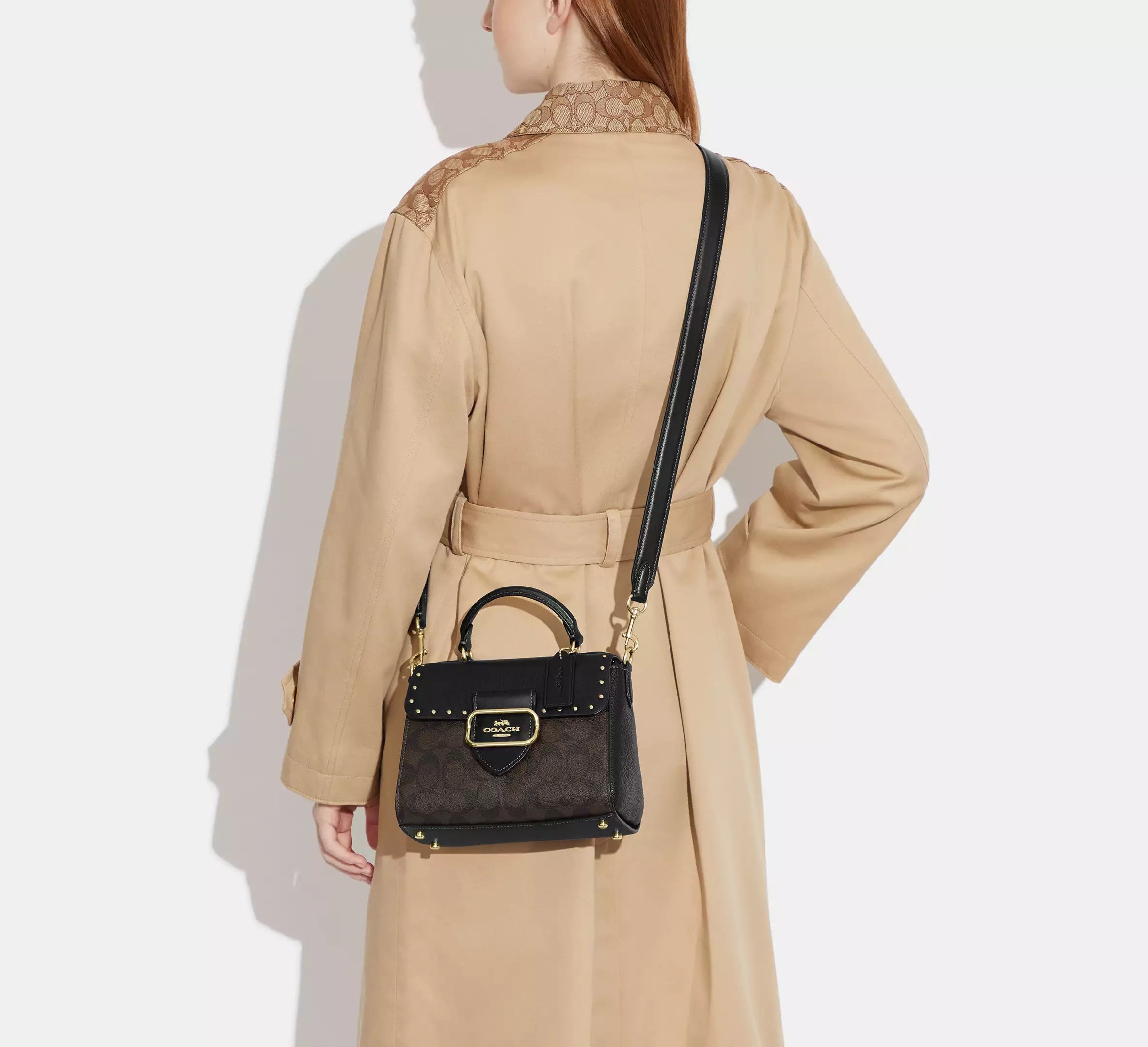 COACH Morgan Top Handle Satchel In Colorblock Signature Canvas With Rivets