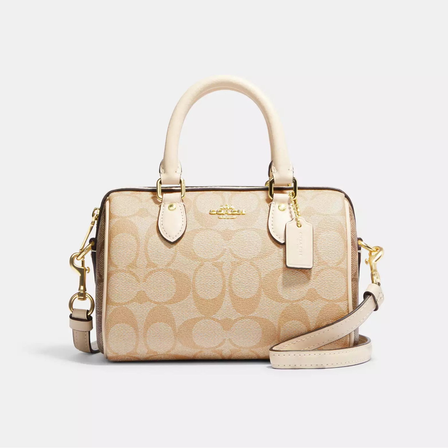 COACH Mini Rowan Satchel Bag In Blocked Signature Canvas Light Khaki