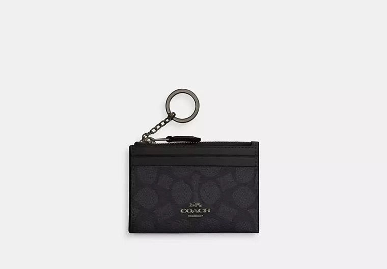 COACH Mini Skinny Id Case In Signature Canvas - Black