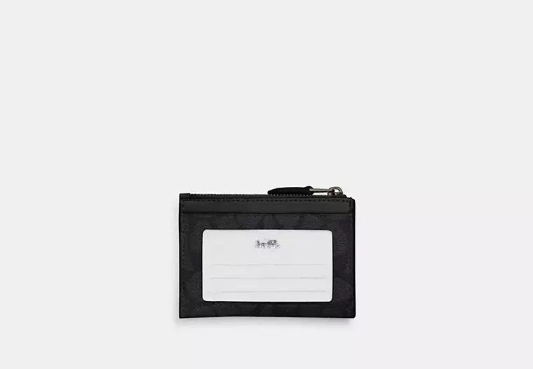 COACH Mini Skinny Id Case In Signature Canvas - Black