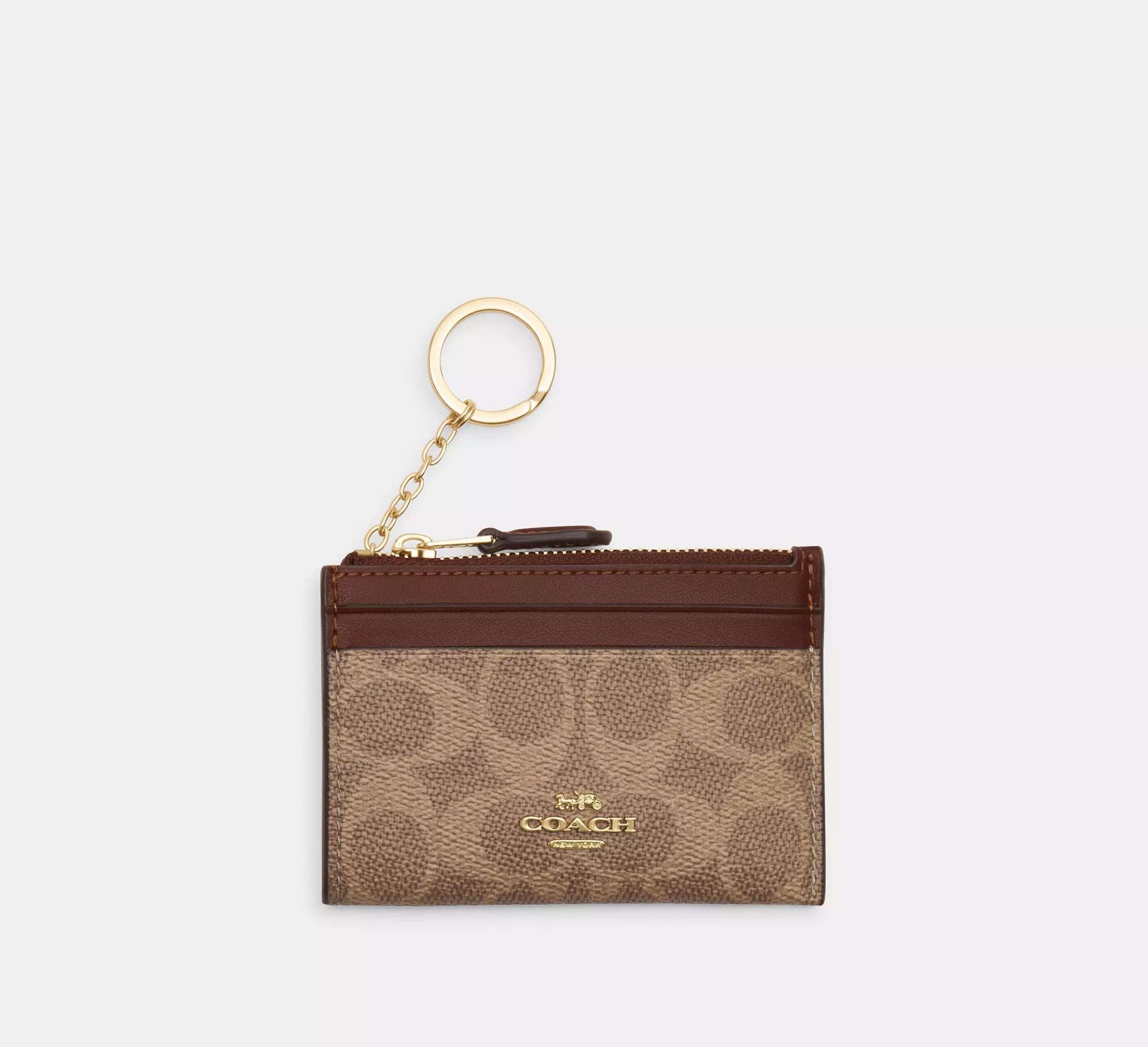 COACH Mini Skinny Id Case In Signature Canvas - Brown