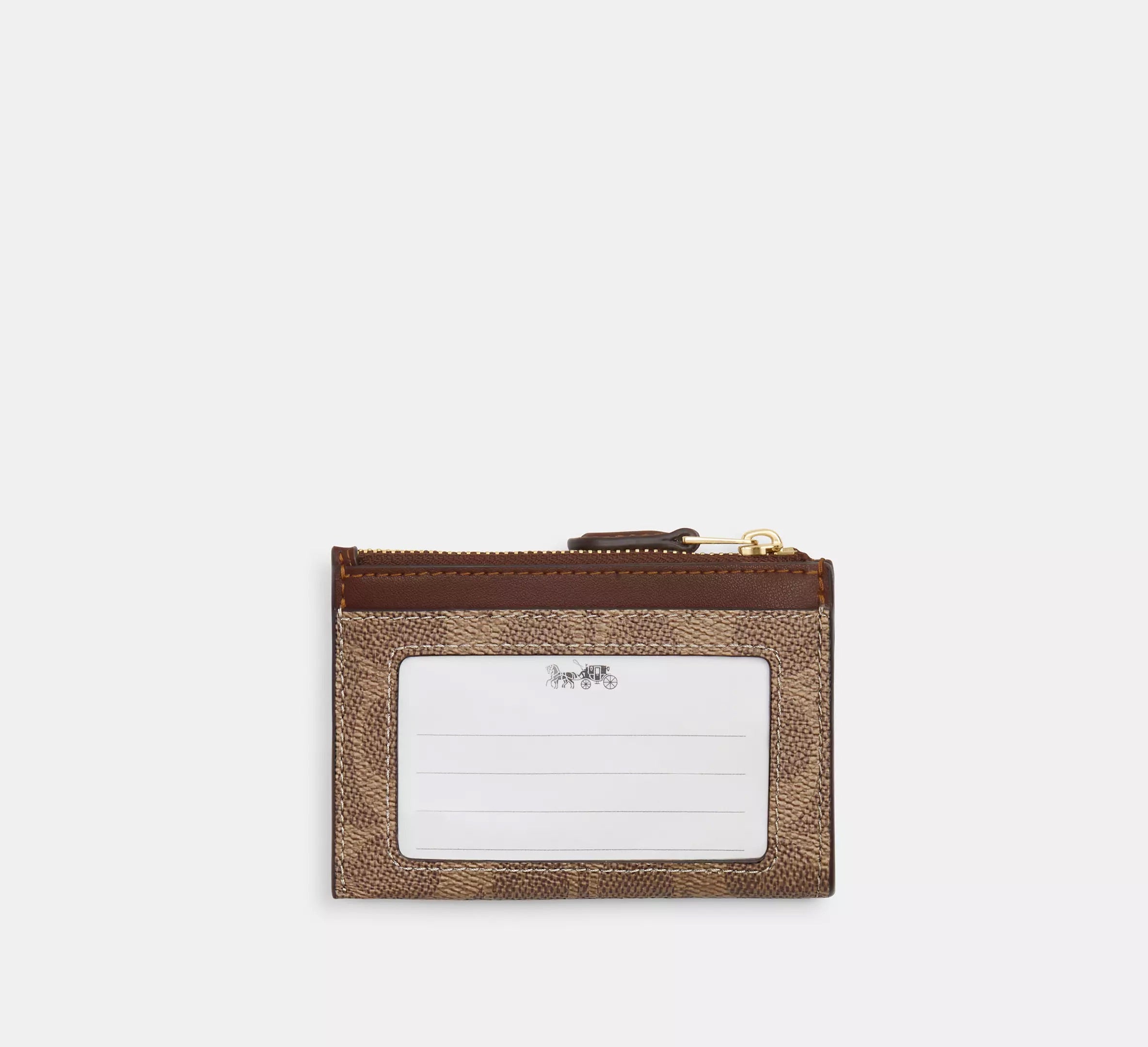 COACH Mini Skinny Id Case In Signature Canvas - Brown