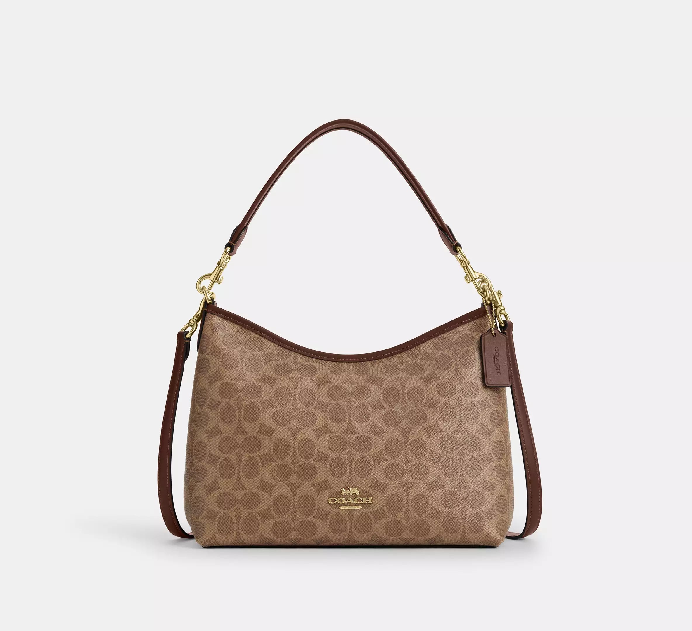 COACH Laurel Shoulder Bag In Signature Canvas Tan/Brown