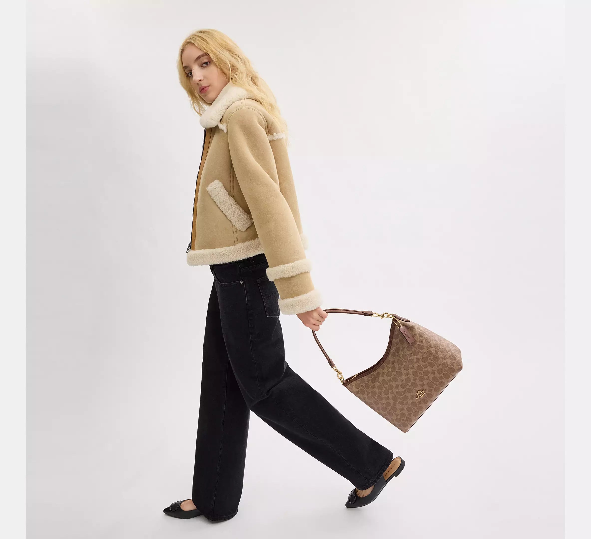 COACH Laurel Shoulder Bag In Signature Canvas Tan/Brown