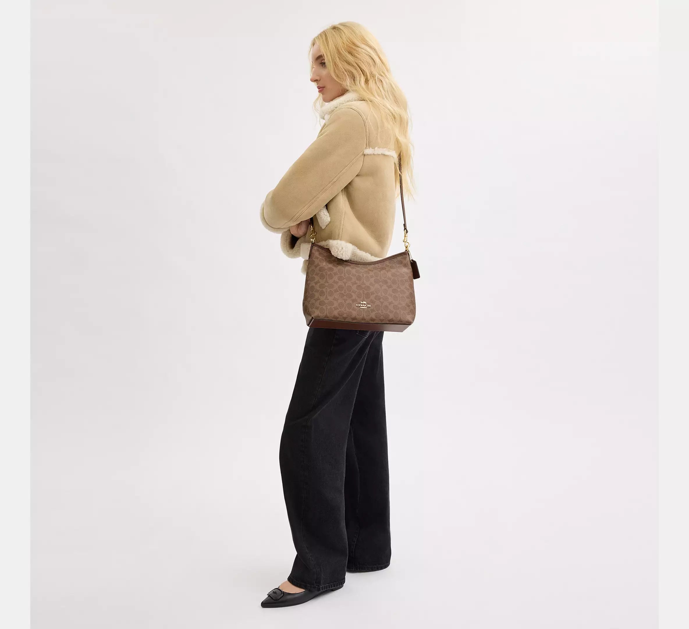 COACH Laurel Shoulder Bag In Signature Canvas Tan/Brown