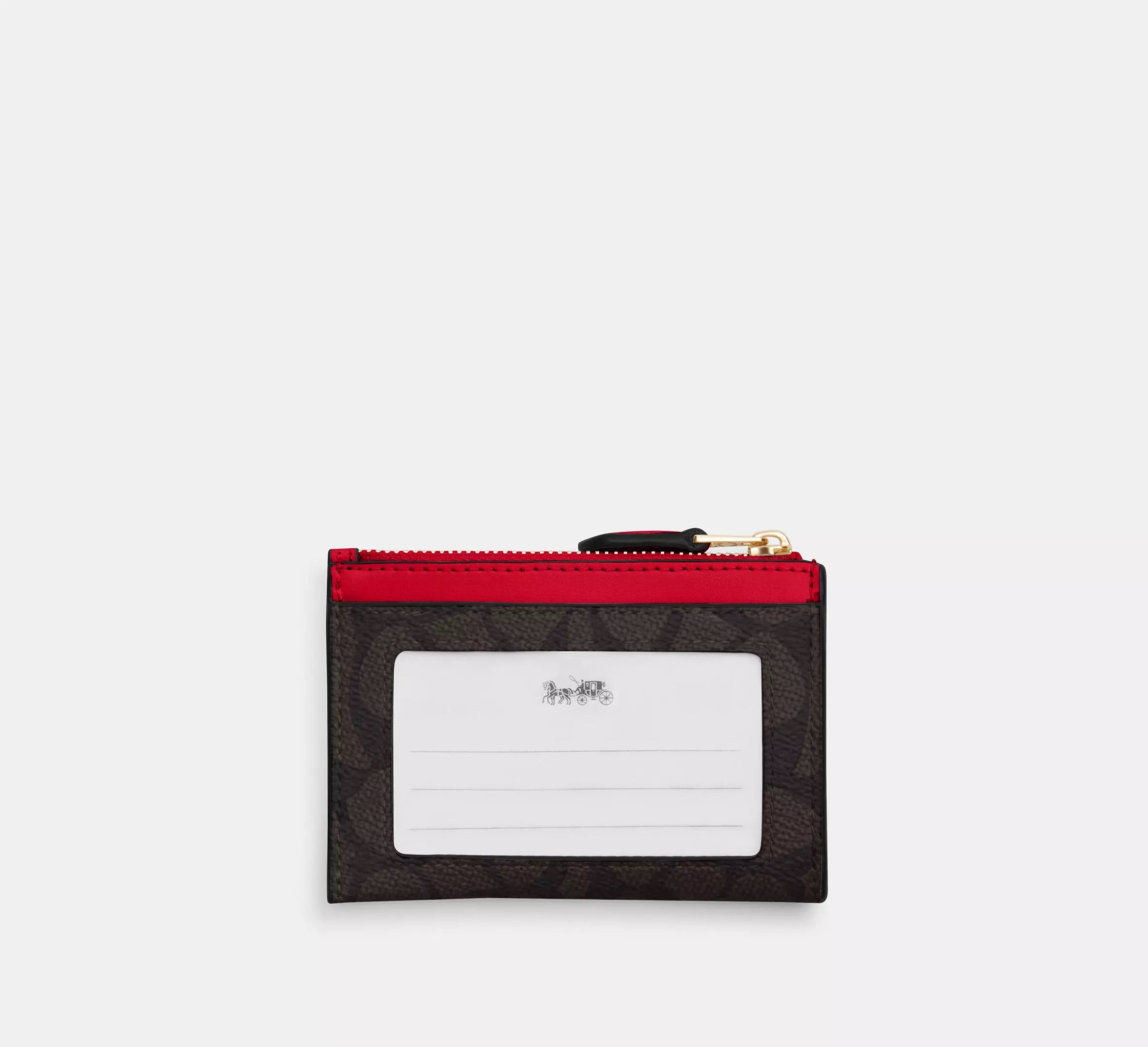 COACH Mini Skinny Id Case In Signature Canvas - Mahogany/Red