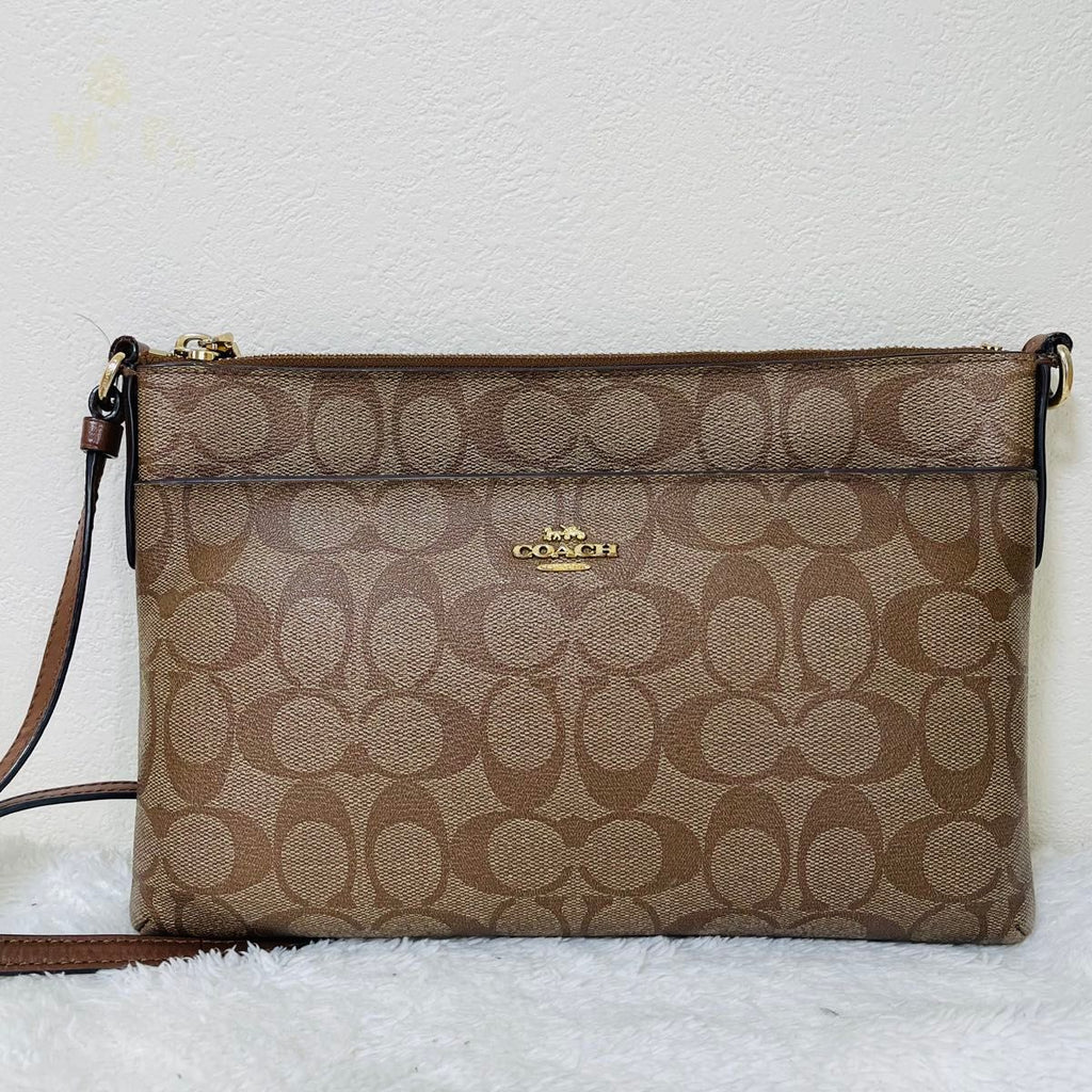 COACH East/West Crossbody Small Slim Khaki Brown