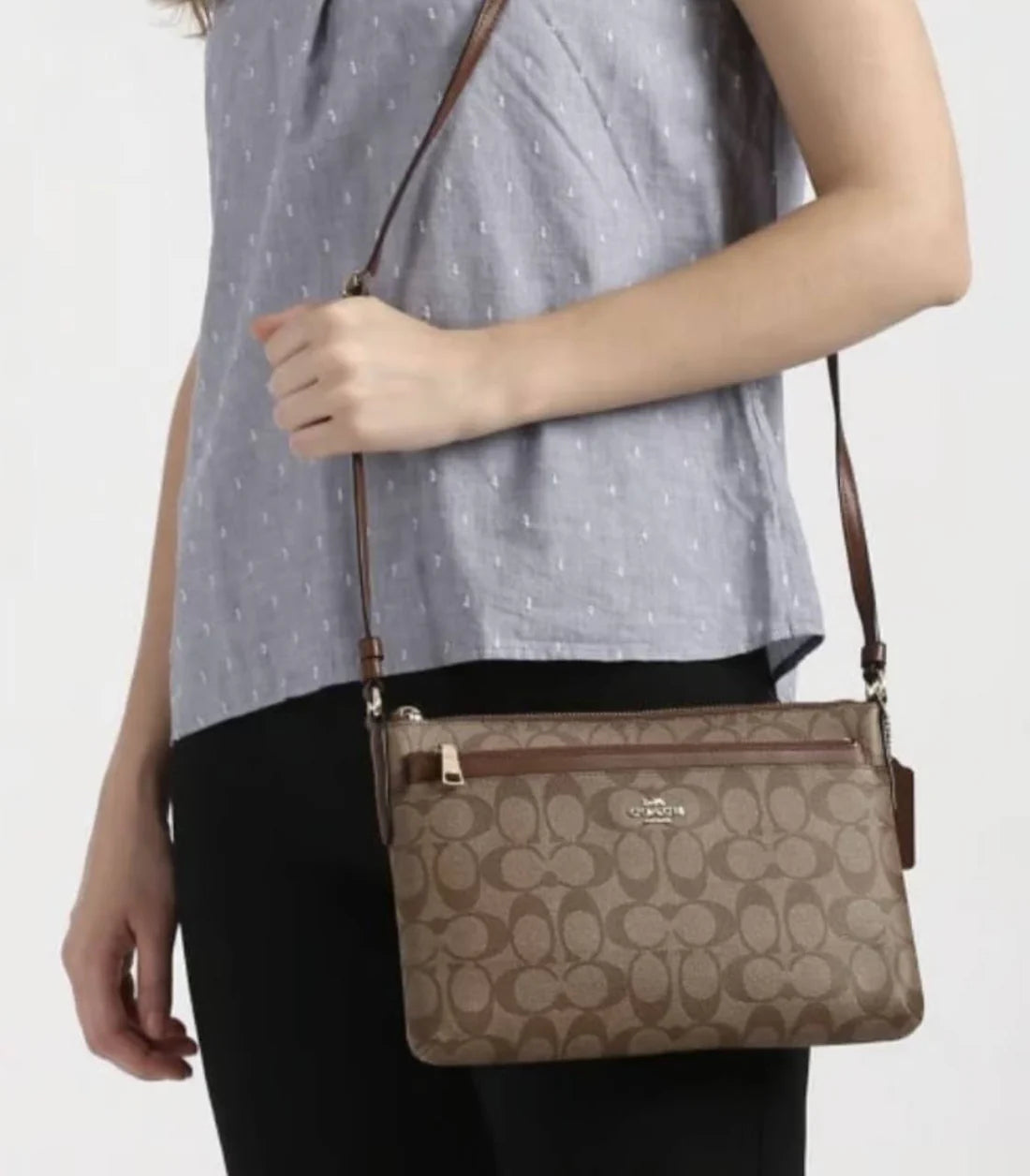 COACH East/West Crossbody Small Slim Khaki Brown