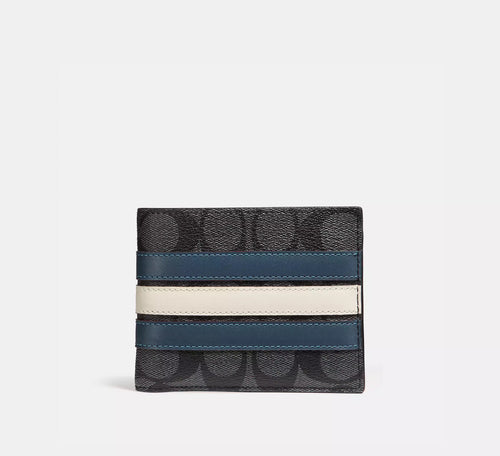 COACH 3 In 1 Wallet In Blue/Charcoal Signature Leather