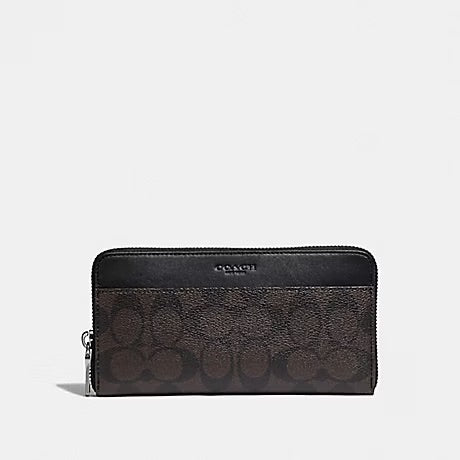 COACH Accordion Wallet in Signature Canvas - Mahogany/Black