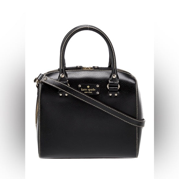 KATE SPADE Wellesley Alessa Satchel (Black Leather)