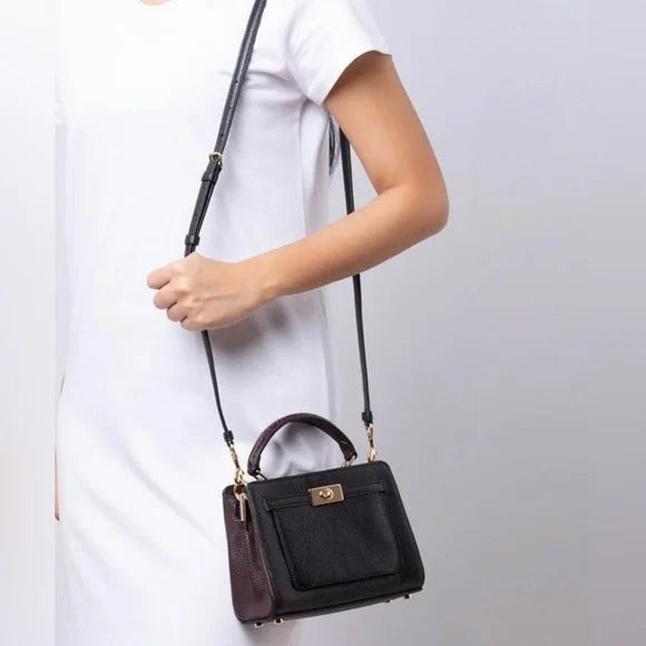 COACH Mini Lane Carryall Black Snake Pattern Handle