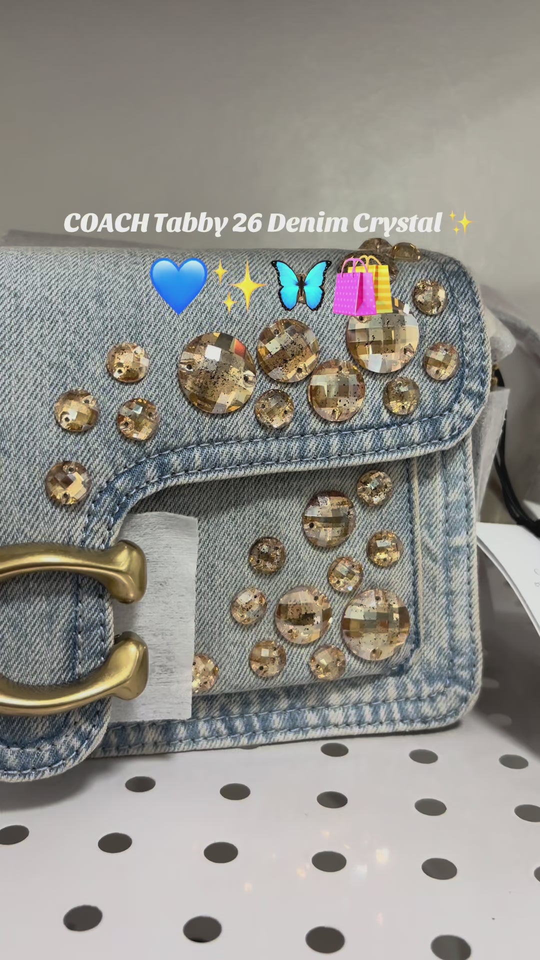 COACH Tabby Denim Shoulder Bag 26 With Crystal