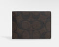 COACH Men's Brown Signature Coated Canvas ID Billfold Wallet