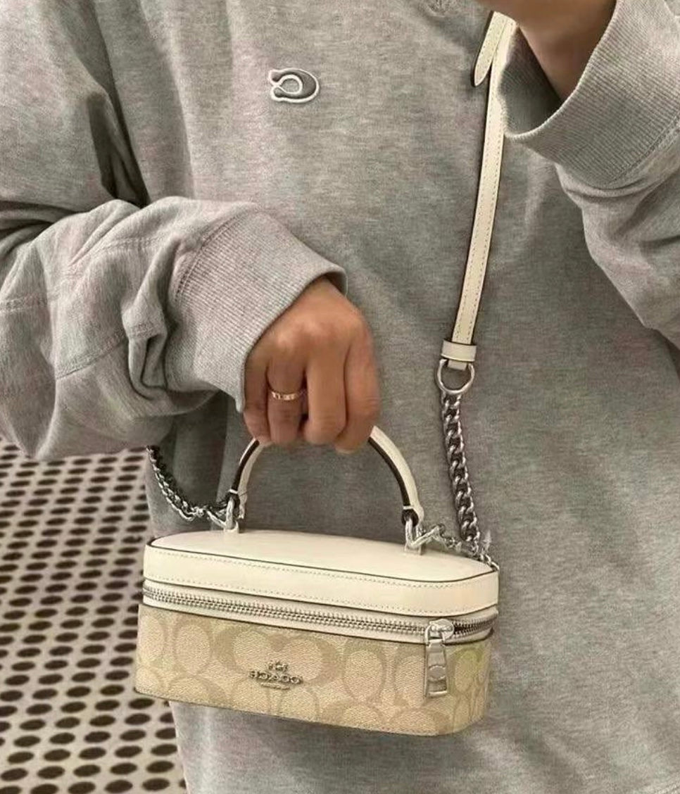 COACH Train Case Crossbody -  Chalk/Khaki Signature