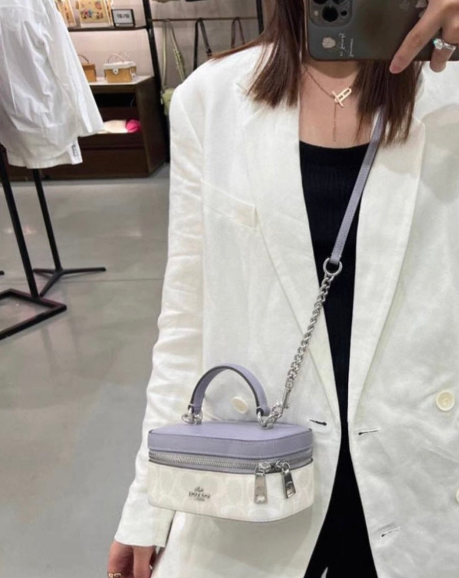 COACH Train Case Crossbody -  Purple/White Signature