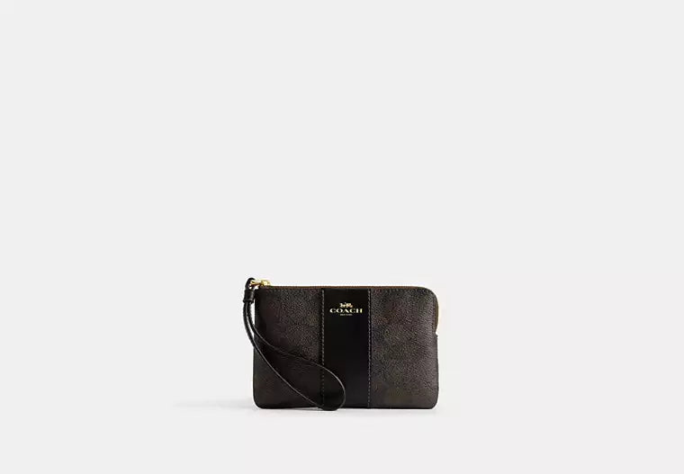 COACH Corner Zip Wristlet in Signature Canvas